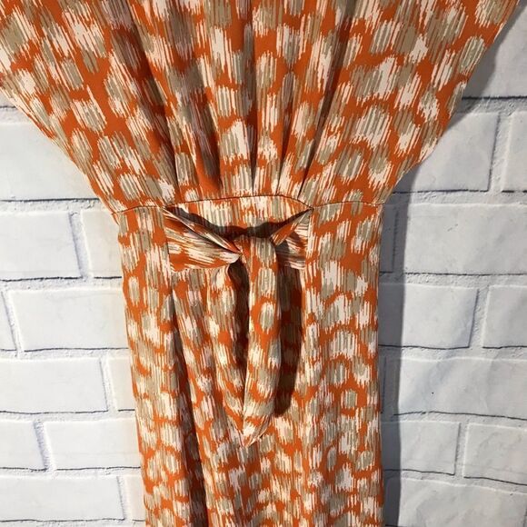 Forever 21 Dress Size Small S Orange Tie Front And Back Midi - Picture 3 of 6